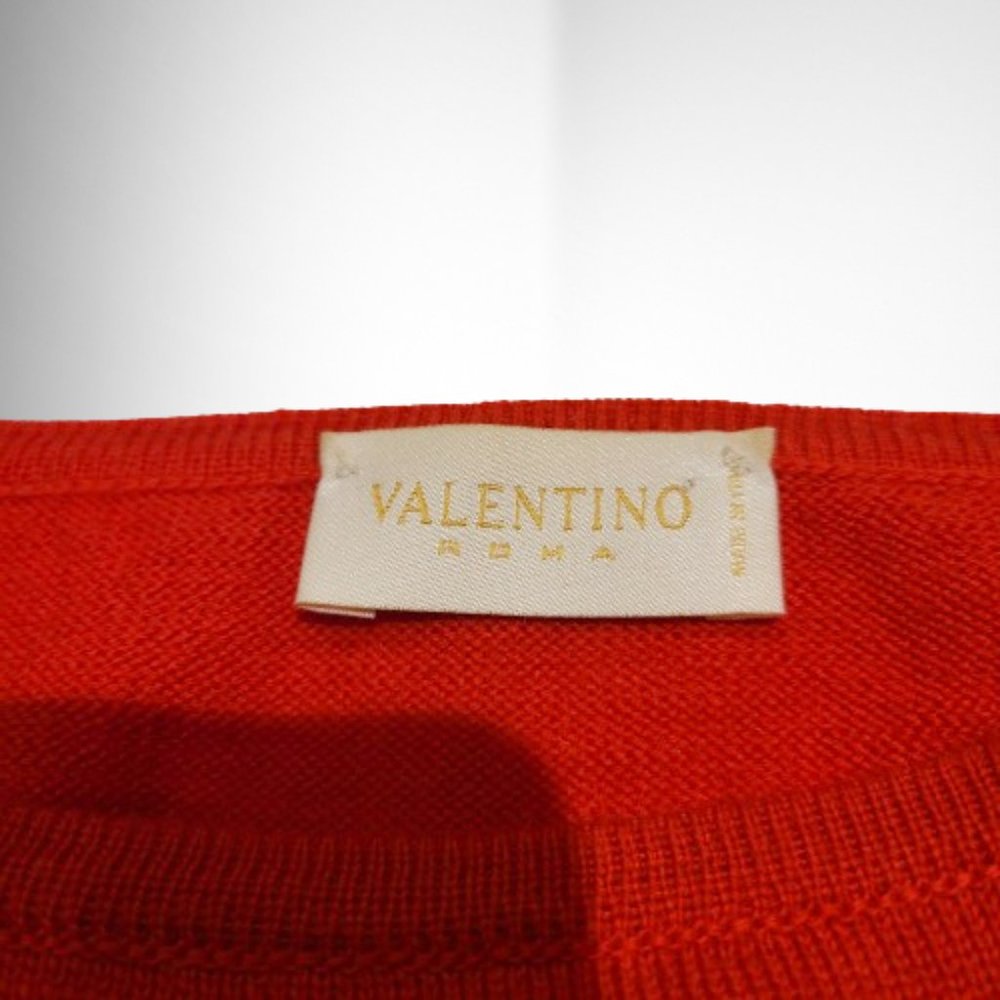 VALENTINO GARAVANI STUNNING BRIGHT RED SWEATER WITH BELL PLEATED SLEEVES - Picture 9 of 16